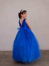 Load image into Gallery viewer, LA Merchandise LAZD831 Girls Floral Scoop Neck Tea-Length Tulle A-Line Dress