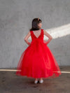 Load image into Gallery viewer, LA Merchandise LAZD831 Girls Floral Scoop Neck Tea-Length Tulle A-Line Dress