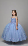 Load image into Gallery viewer, LA Merchandise LAZSCK311 Girls 3D Floral Sweetheart Gown with Beaded Chandelier Straps