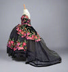 Load image into Gallery viewer, LA Merchandise LAZSCK316 Girls Velvet Floral Charra Off Shoulder Gown with Train