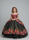 Load image into Gallery viewer, LA Merchandise LAZSCK316 Girls Velvet Floral Charra Off Shoulder Gown with Train