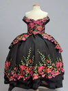Load image into Gallery viewer, LA Merchandise LAZSCK316 Girls Velvet Floral Charra Off Shoulder Gown with Train
