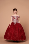 Load image into Gallery viewer, LA Merchandise LAZWB104 Girls Glitter Print Sweetheart Off Shoulder A-Line Gown