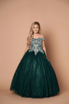Load image into Gallery viewer, LA Merchandise LAZWB104 Girls Glitter Print Sweetheart Off Shoulder A-Line Gown