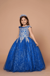 Load image into Gallery viewer, LA Merchandise LAZWB104 Girls Glitter Print Sweetheart Off Shoulder A-Line Gown