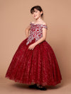 Load image into Gallery viewer, LA Merchandise LAZWB104 Girls Glitter Print Sweetheart Off Shoulder A-Line Gown