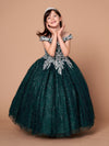 Load image into Gallery viewer, LA Merchandise LAZWB104 Girls Glitter Print Sweetheart Off Shoulder A-Line Gown