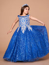 Load image into Gallery viewer, LA Merchandise LAZWB104 Girls Glitter Print Sweetheart Off Shoulder A-Line Gown
