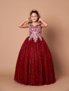 Load image into Gallery viewer, LA Merchandise LAZWB104 Girls Glitter Print Sweetheart Off Shoulder A-Line Gown