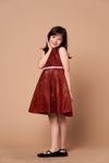 Load image into Gallery viewer, LA Merchandise LAZD817 Girls Sleeveless Metallic Glitter A-Line Party Dress
