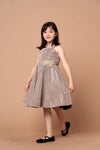 Load image into Gallery viewer, LA Merchandise LAZD818 Girls Beaded Waist Sweetheart Metallic Glitter Short Dress