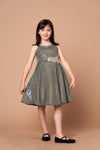 Load image into Gallery viewer, LA Merchandise LAZD818 Girls Beaded Waist Sweetheart Metallic Glitter Short Dress