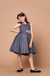 Load image into Gallery viewer, LA Merchandise LAZD818 Girls Beaded Waist Sweetheart Metallic Glitter Short Dress