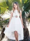 Load image into Gallery viewer, LA Merchandise LAZSLD1177 Girls Lace Scoop Neck High-Low A-Line Dress with Floral Belt