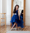 Load image into Gallery viewer, LA Merchandise LAZD825 Girls Lace Bodice Layered High-Low Tulle Dress with Sash