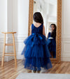 Load image into Gallery viewer, LA Merchandise LAZD825 Girls Lace Bodice Layered High-Low Tulle Dress with Sash
