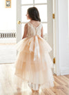 Load image into Gallery viewer, LA Merchandise LAZD825 Girls Lace Bodice Layered High-Low Tulle Dress with Sash