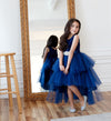 Load image into Gallery viewer, LA Merchandise LAZD825 Girls Lace Bodice Layered High-Low Tulle Dress with Sash