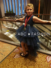 Load image into Gallery viewer, LA Merchandise LAZD825 Girls Lace Bodice Layered High-Low Tulle Dress with Sash