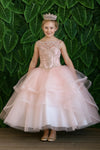 Load image into Gallery viewer, LA Merchandise LAZKY222 Girls Beaded Lace Illusion Layered Ruffle Tulle Gown