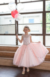 Load image into Gallery viewer, Girls Long Beaded Illusion Dress with A-line Skirt by LA Merchandise KY220-Girls Formal Dresses-ABC Fashion