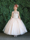 Load image into Gallery viewer, Girls Long Beaded Illusion Dress with A-line Skirt by LA Merchandise KY220-Girls Formal Dresses-ABC Fashion