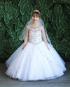 Load image into Gallery viewer, Girls Long Beaded Illusion Dress with A-line Skirt by LA Merchandise KY220-Girls Formal Dresses-ABC Fashion