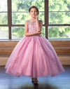 Load image into Gallery viewer, Girls Long Beaded Illusion Dress with A-line Skirt by LA Merchandise KY220-Girls Formal Dresses-ABC Fashion