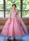 Load image into Gallery viewer, LA Merchandise LAZKY220 Girls Beaded Illusion Sweetheart Split-Front Tulle Gown