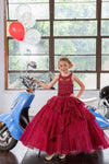 Load image into Gallery viewer, Girls Long Beaded Lace Dress with Glitter Skirt by LA Merchandise KY224-Girls Formal Dresses-ABC Fashion