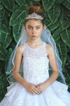 Load image into Gallery viewer, LA Merchandise LAZKY224 Girls Beaded Lace Tiered Glitter Tulle A-Line Gown