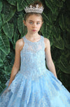 Load image into Gallery viewer, LA Merchandise LAZKY224 Girls Beaded Lace Tiered Glitter Tulle A-Line Gown