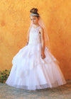 Load image into Gallery viewer, Girls Long Beaded Lace Dress with Glitter Skirt by LA Merchandise KY224-Girls Formal Dresses-ABC Fashion