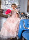 Load image into Gallery viewer, LA Merchandise LAZKY224 Girls Beaded Lace Tiered Glitter Tulle A-Line Gown