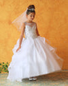 Load image into Gallery viewer, LA Merchandise LAZKY218 Girls Beaded Illusion Sweetheart Tulle Gown with Ruffled Train