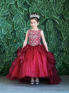 Load image into Gallery viewer, LA Merchandise LAZKY218 Girls Beaded Illusion Sweetheart Tulle Gown with Ruffled Train