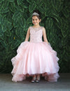 Load image into Gallery viewer, Girls Long Beaded Sleeveless Dress with Ruffled Train by LA Merchandise KY218-Girls Formal Dresses-ABC Fashion