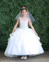 Load image into Gallery viewer, Girls Long Beaded Sleeveless Dress with Ruffled Train by LA Merchandise KY218-Girls Formal Dresses-ABC Fashion