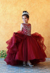 Load image into Gallery viewer, LA Merchandise LAZKY218 Girls Beaded Illusion Sweetheart Tulle Gown with Ruffled Train