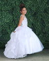 Load image into Gallery viewer, LA Merchandise LAZKY218 Girls Beaded Illusion Sweetheart Tulle Gown with Ruffled Train