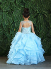 Load image into Gallery viewer, LA Merchandise LAZKY218 Girls Beaded Illusion Sweetheart Tulle Gown with Ruffled Train