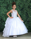Load image into Gallery viewer, LA Merchandise LAZKY218 Girls Beaded Illusion Sweetheart Tulle Gown with Ruffled Train
