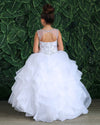 Load image into Gallery viewer, LA Merchandise LAZKY218 Girls Beaded Illusion Sweetheart Tulle Gown with Ruffled Train