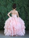 Load image into Gallery viewer, LA Merchandise LAZKY218 Girls Beaded Illusion Sweetheart Tulle Gown with Ruffled Train