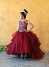 Load image into Gallery viewer, LA Merchandise LAZKY218 Girls Beaded Illusion Sweetheart Tulle Gown with Ruffled Train