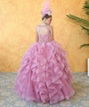 Load image into Gallery viewer, LA Merchandise LAZKY218 Girls Beaded Illusion Sweetheart Tulle Gown with Ruffled Train