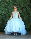 Load image into Gallery viewer, LA Merchandise LAZKY218 Girls Beaded Illusion Sweetheart Tulle Gown with Ruffled Train