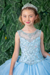 Load image into Gallery viewer, LA Merchandise LAZKY218 Girls Beaded Illusion Sweetheart Tulle Gown with Ruffled Train