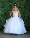 Load image into Gallery viewer, LA Merchandise LAZKY222 Girls Beaded Lace Illusion Layered Ruffle Tulle Gown