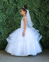 Load image into Gallery viewer, LA Merchandise LAZKY222 Girls Beaded Lace Illusion Layered Ruffle Tulle Gown
